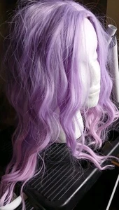 Shoulder Length Lavender Periwinkle Lilac Purple Wig wavy Synthetic NWT - Picture 1 of 18