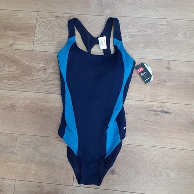 Nuevo con etiquetas Traje de baño de una pieza para mujer Tyr Maxfit empalme talla 12 azul marino/turquesa Foto 1 de 4