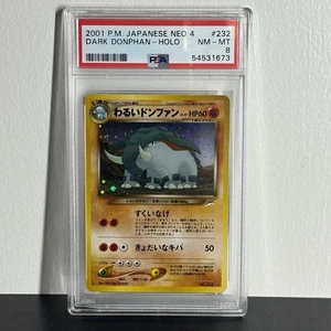 2001 Pokémon Japanese Neo 4 Dark Donphan Holo #232 PSA 8 NM–MT Vintage  - Picture 1 of 3