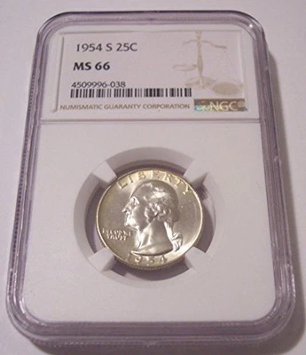 1954 S Washington Quarter MS66 NGC Light Toning - Image 1 of 2