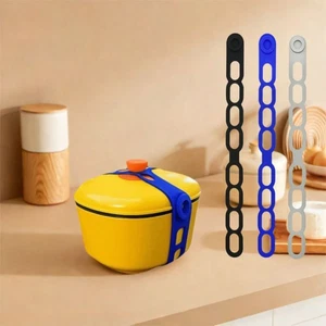 3Pcs Stretchable Pot Lid Strap Leak-Proof Lid Fixing Band Tableware Storage - Photo 1/12