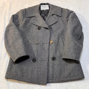 USN Military Grey Wool Classic Pea Coat Quilted Lining Medium USA - Picture 1 of 7