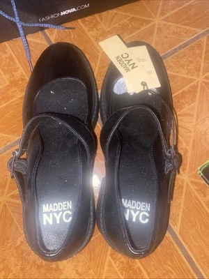Steve Madden Landon Plataforma Mary Janes Cuero Negro Talla 8 M Foto 1 de 4