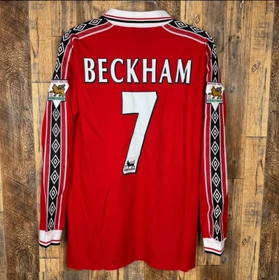 Camiseta de fútbol Manchester United 1999-00 local para hombre M Beckham #7 Umbro Foto 1 de 4