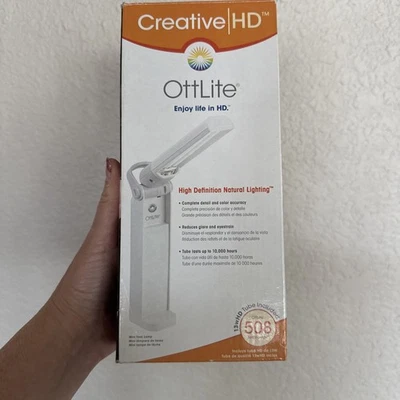 OttLite Folding Task Lamp-White Table Lamp Nail Lamp Portable Lamp New Box! - Image 1 of 4