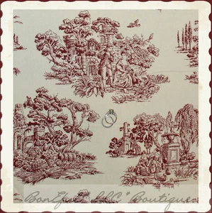 BonEful Fabric FQ Cotton Decor VTG Colonial Williamsburg Central Park Tree Toile - Picture 1 of 8