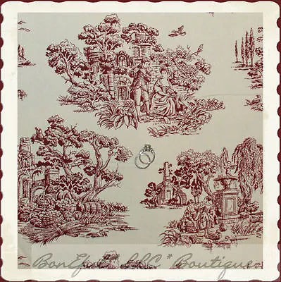 BonEful Fabric FQ Cotton Decor VTG Colonial Williamsburg Central Park Tree Toile - Image 1 of 4