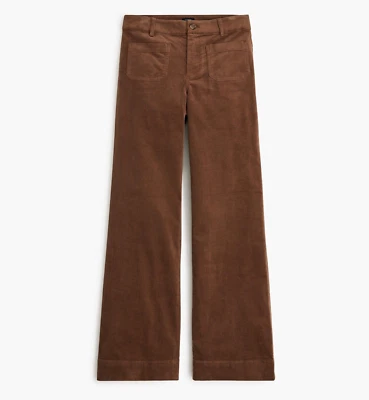 New JCREW Size 35 Lizzie Corduroy High-Rise Wide-Leg Patch-Pocket Pants in Brown - Image 1 of 4