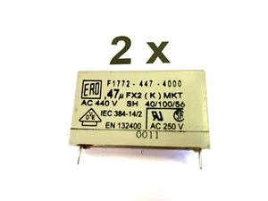 0,47uF, 470nF, 440V~ 1KV-,1000V,X2, MKT,RM37,5 Roederstein,F17724474000, 2 Stück - Picture 1 of 3