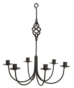 "BIRD CAGE" BASKET WROUGHT IRON CANDLE CHANDELIER - 6 Arm Handcrafted Candelabra - Picture 1 of 1