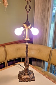 ANTIQUE ART DECO H.A. BEST TABLE LAMP-FOR SLAG OR STAINED GLASS SHADE - Picture 1 of 13