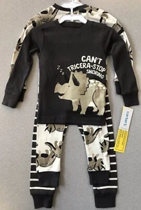Carter’s 4 Pieces (2 Pajama Sets) Long Sleeve Pants Dinosaur Brown 2T NWT - Picture 1 of 10