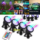4 x Submersible 36 LED RGB Pond Spot Lights Underwater Pool Fountain IP68+Remote