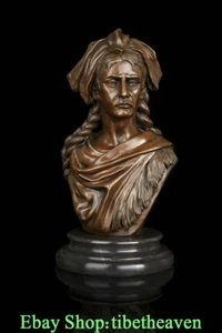 11.6" Raro Arte Occidental Bronce Cobre Mármol Base Personas Busto Estatua Escultura - Imagen 1 de 9