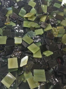 Mosaic Glass: OLIVE/AVOCADO GREEN, 5 ounce Stained Glass Pack (about 100 PIECES) - Picture 1 of 3