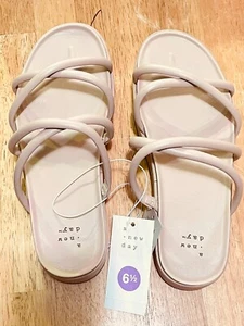 NWT A New Day Dory Faux Leather Sandal. Beige. Size 6.5 - Picture 1 of 4