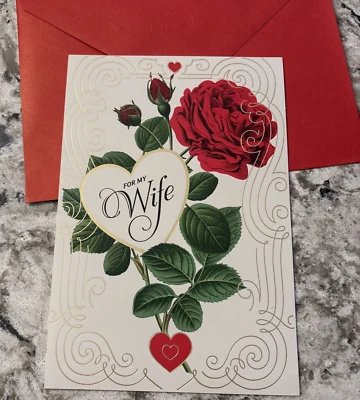 Tarjeta de felicitación de San Valentín para mi esposa CON SEGUIMIENTO amor 5,5”x8” sello Foto 1 de 4