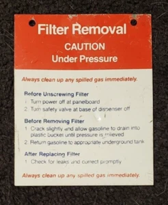 Tankstelle Filterabbau Blechschild 2-seitig Anleitung Blechschild - Bild 1 von 2