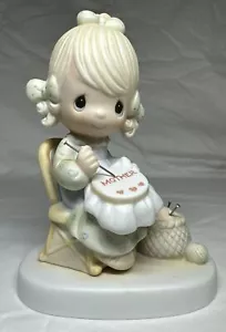 VTG Enesco Precious Moments Mother Sew Dear Figurine Knitting Cross Stitch 1979 - Picture 1 of 14