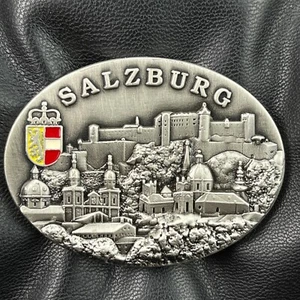 AUSTRIA🇦🇹METAL FRIDGE MAGNET✅SALZBURG SCENERY SIGHTS OVAL EMBLEM RISCH-LAU🎗 - Picture 1 of 3