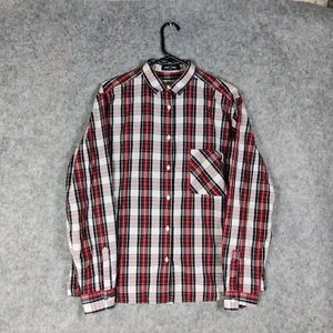 Fred Perry Shirt Womens Size UK 10 Red White Tartan Check Oversized Blouse - Picture 1 of 10