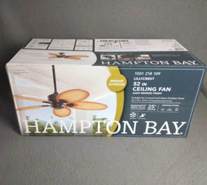 Hampton Lillycrest 52 in. Indoor/Outdoor Tropical Aged Bronze Ceiling Fan NEW - Bild 1 von 9