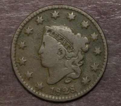 1828 Small Wide Date  Cornet Head   Large Cent  VG Details   Lot 4038 - Image 1 of 2