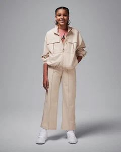 Nike 45D345  Air Jordan Big Kids Girls' Jumpman Woven Taping Jacket Tan Size L - Picture 1 of 8