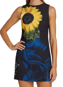 ๐ $440 ALICE & OLIVIA CLYDE AZALEA FLORAL BLACK MINI DRESS SZ 10 NEW LAST ONE! - Picture 1 of 6