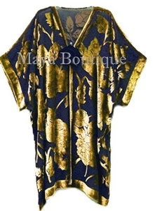 Antique Gold Silk Burnout Velvet Opera Coat Kimono No Fringe Maya Matazaro USA - Picture 1 of 10