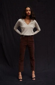 Thakoon Womens Brown High Rise Corduroy Pants NWT Size 8 - Picture 1 of 16