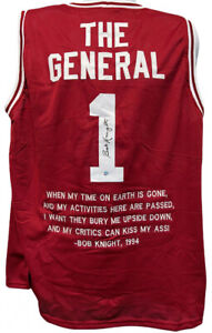 Bobby Knight Signed Indiana Hoosiers Jersey with Custom Stitched Quote (Steiner)