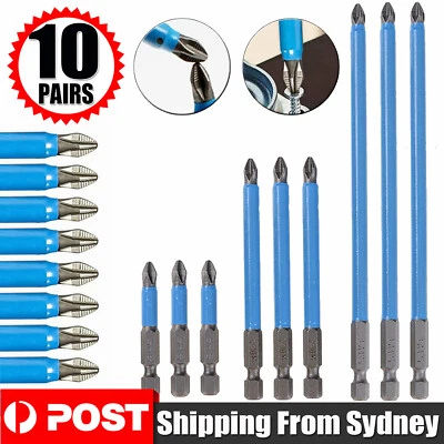 10PCS Magnetic Phillips Head impact Driver Bit PH2 Screw Bits 50/90/150mm AUS - image 1 of 4