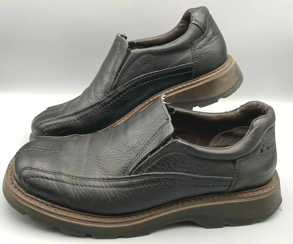 Zapato sin cordones CRB Canyon River azul de cuero negro para hombre talla 9,5D Italia Foto 1 de 4