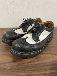 Vintage GRIPFAST DERBY WINGTIP Size 11 Black White Shoes Vintage 90s - Picture 1 of 10