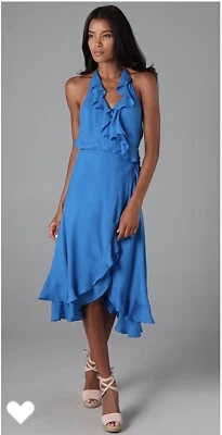 Vestido halter Haute Hippie Take Me Now rojo naranja pequeño. 100% seda Foto 1 de 4