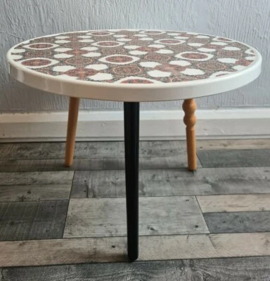 Baci Milano Patterned Round Tripod Side Table - Image 1 of 4