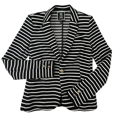 Juicy Couture Striped Black & White Blazer Jacket - Size Small - Image 1 of 4