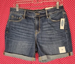 NWT Old Navy Slim Midi Denim Shorts Women Blue Mid Rise Cuffed Hem Sz 6 W30" L5" - Picture 1 of 5