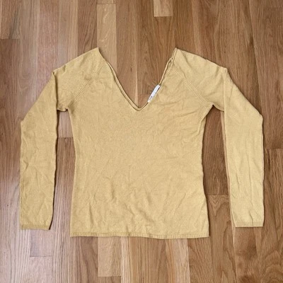 MAJE Jumper Women's Yellow Pullover Cashmere Knitted V-Neck Size 2 - Image 1 of 4