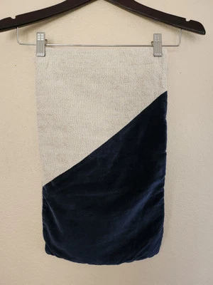 West Elm Midnight Lumbar Throw Pillow Cover Cotton Linen Velvet Blue Rect 12X21 - Image 1 of 4