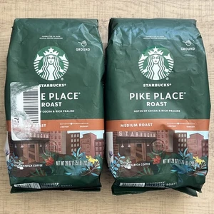 x2 Starbucks Ground Coffee Medium Roast Coffee Pike Place Roast 100% Arabica 28o - Picture 1 of 3