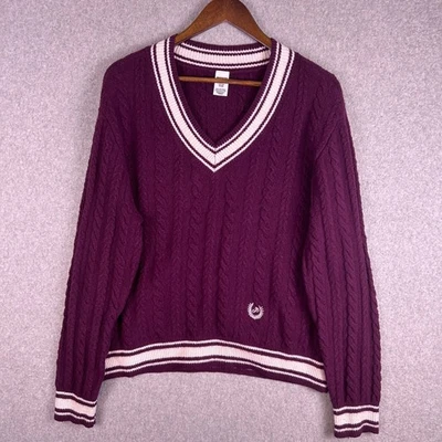 Suéter Rosa Victoria's Secret Para Mujer S Borgoña Cuello en V Varsity Academia Y2K Foto 1 de 4