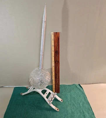 Relámpago vintage - Aluminio con bola de vidrio transparente - ¡¡ANTIGUO!! Salvamento arquitectónico Foto 1 de 4