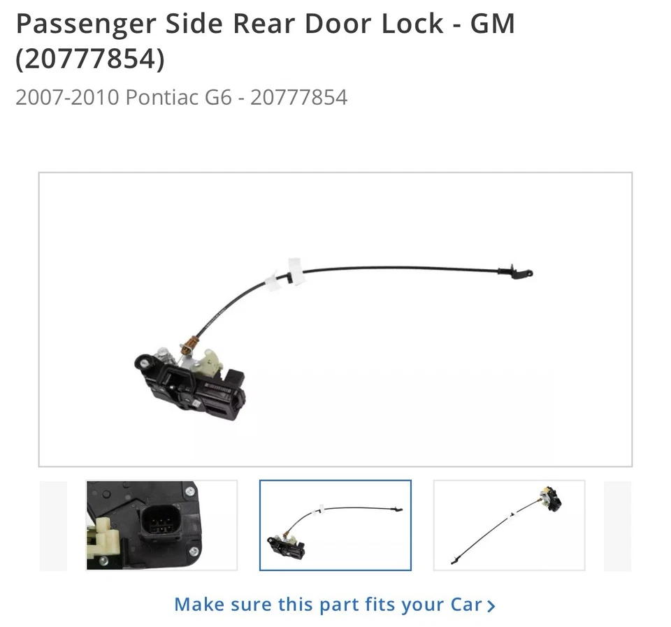 全新 原始设备制造商 乘客侧后门锁 - 通用 (20777854)2007 - 2010 庞蒂亚克 G6 — 第 1/1 张图片