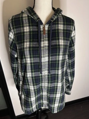 L.L.Bean Zipped Hoodie Flannel 100% Cotton Women's Sz. M Reg Relaxed Fit - Image 1 of 4