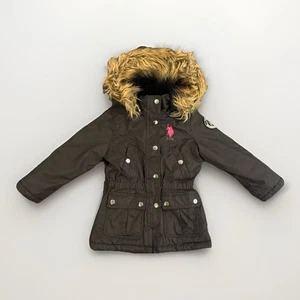 US Polo Assn Black Puffer Jacket chiusura zip e bottoni cappuccio rimovibile ragazza 4 - Foto 1 di 24