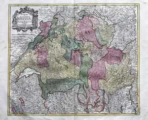 Switzerland Suisse Switzerland Carte Map Card Prowler Copperplate Engraving 1760 - Picture 1 of 1