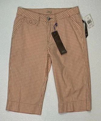 Pantalones elásticos JAG talla 6 regulares a cuadros naranja amarillo capri tiro medio para mujer nuevos con etiquetas Foto 1 de 4