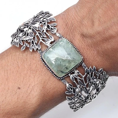 Prehnite Marlene Gemstone Handmade Jewelry Cuff Bracelets 7''Adjustable - Image 1 of 4